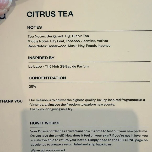 Dossier Citrus Tea Perfume - Picture 3 of 4